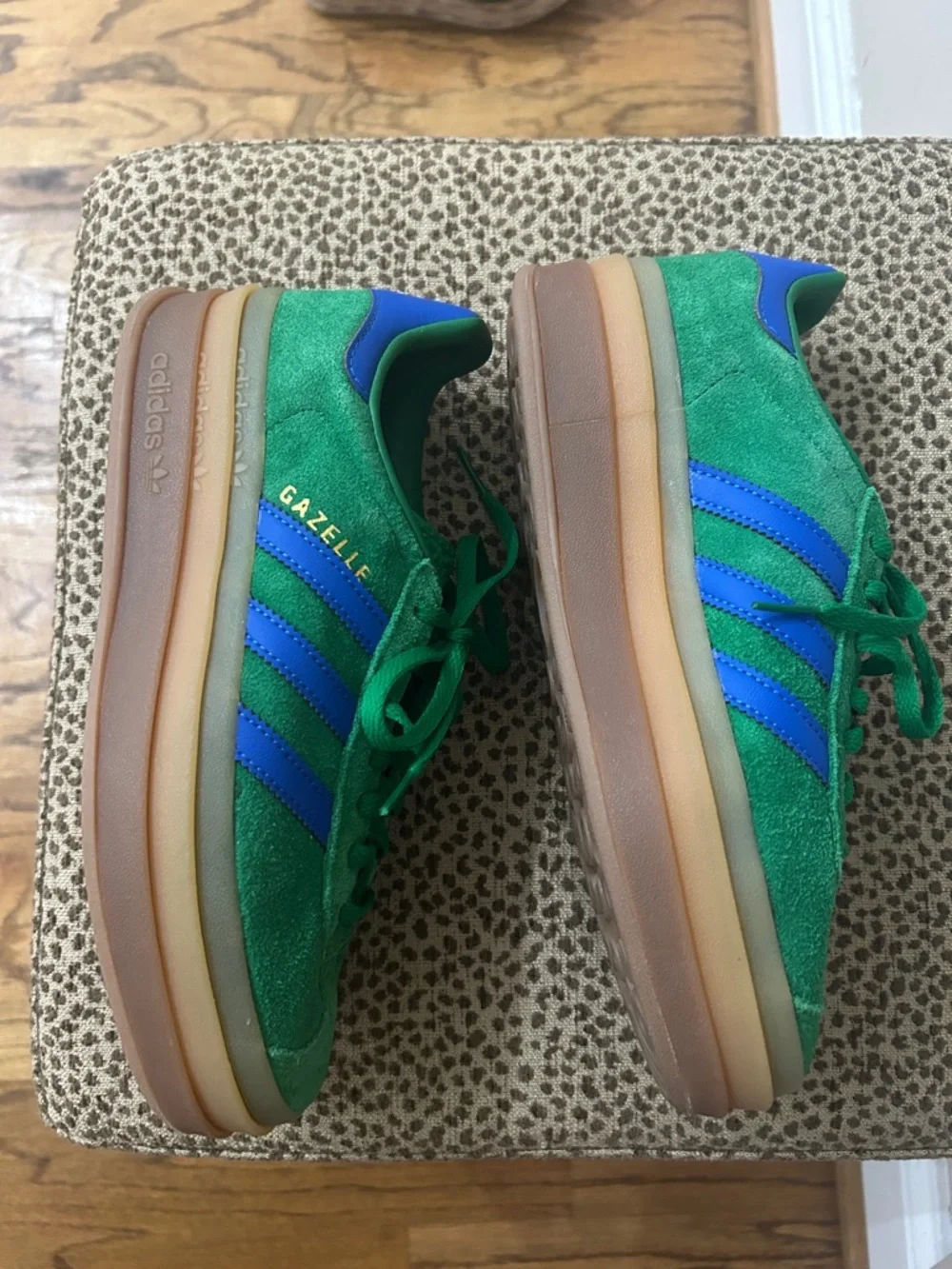 adidas Gazelle Bold Platform Sneakers - Green Blue Gum IE1370 Size 6.5